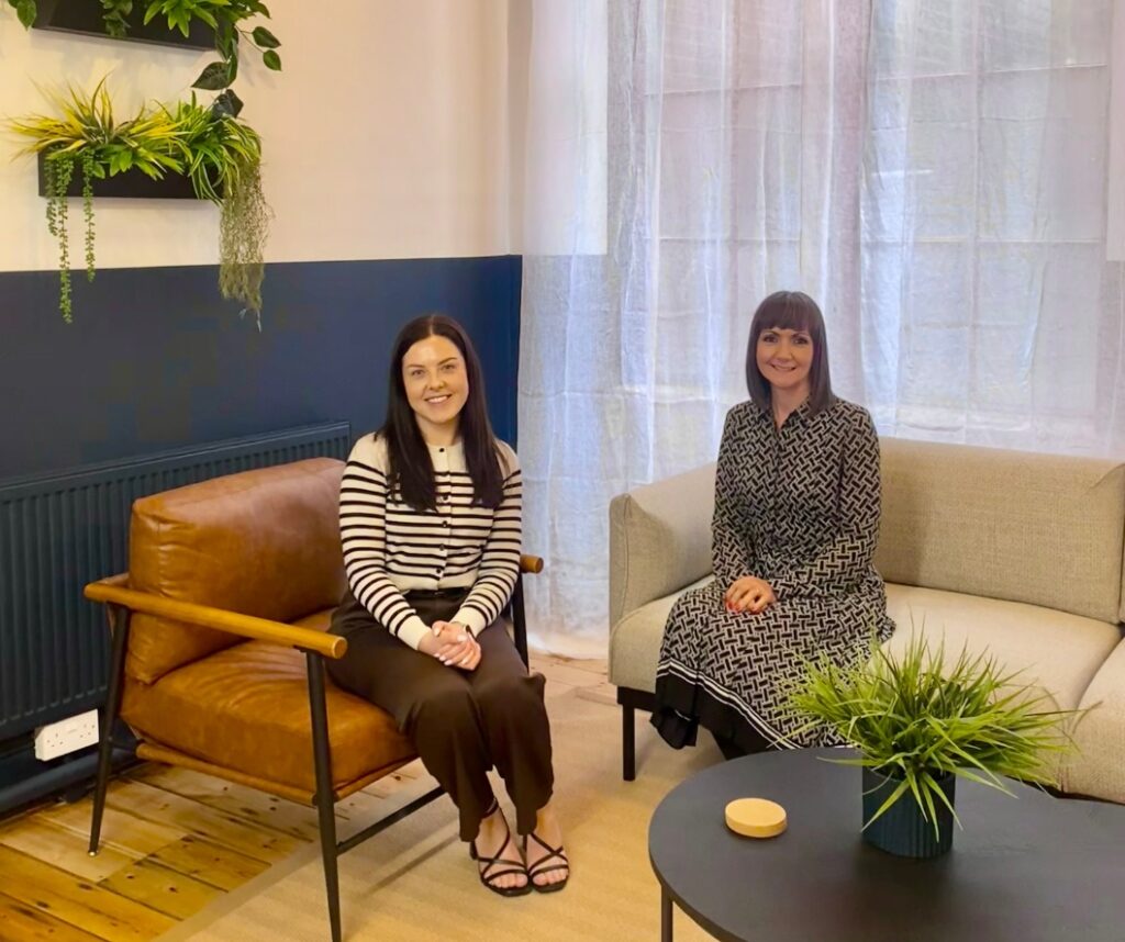 Chloe Smart and Rachael Briggs in the new Nottingham office space